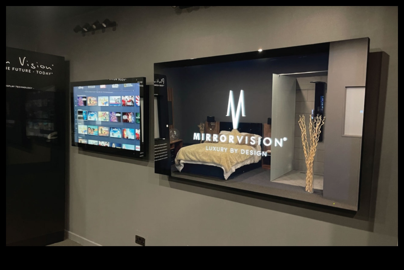 Spogulis, spogulis pie sienas: televizori ar iebūvētiem spoguļiem dubultai funkcionalitātei