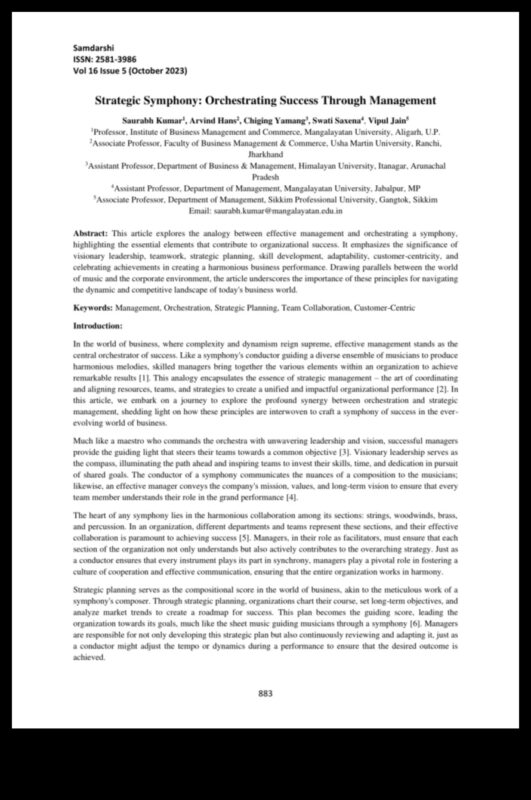 Biznesa simfonija: panākumu organizēšana, izmantojot vadību